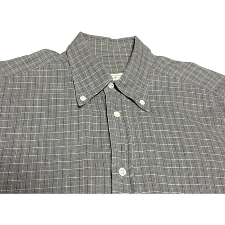 Ermenegildo Zegna AT BARNEYS NEW YORK 長袖ボタンダウンチェック柄シャツ グレー 38/15サイズ