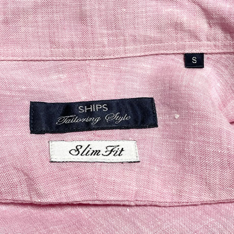MADE IN JAPAN製 SHIPS 長袖リネンシャツ ピンク Sサイズ