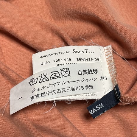MADE IN ITALY製 ARMANI JEANS 半袖クルーネックTシャツ オレンジ Mサイズ