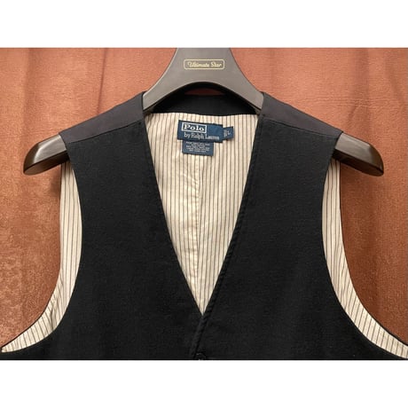 90s Polo by Ralph Lauren ウールコットンジレベスト ブラック Lサイズ
