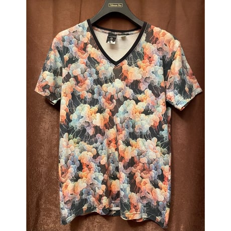 MADE IN JAPAN製 PHENOMENON 2009年モデル ウイルス柄プリントVネックTシャツ マルチカラー Lサイズ
