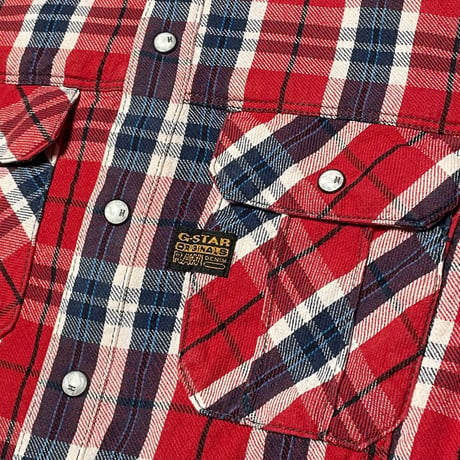 G-STAR RAW 長袖チェックシャツ レッド Sサイズ