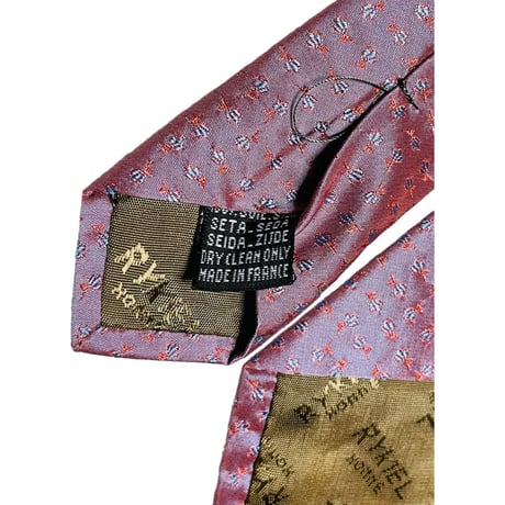 MADE IN FRANCE製 RYKIEL HOMME 総柄シルクネクタイ ピンク
