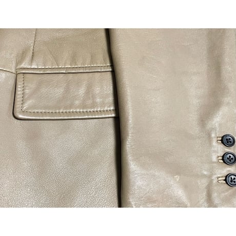 ▲訳あり商品▲ TETSU s.p.a ラムレザーテーラードジャケット ベージュ 48サイズ