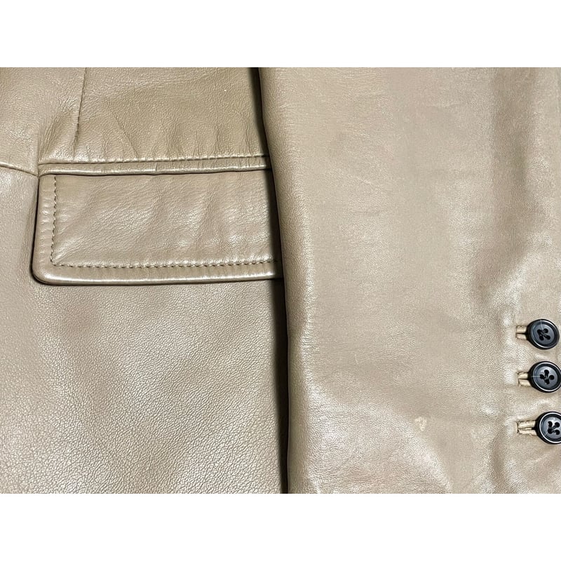 △訳あり商品△ TETSU s.p.a ラムレザーテーラードジャケット ベージュ