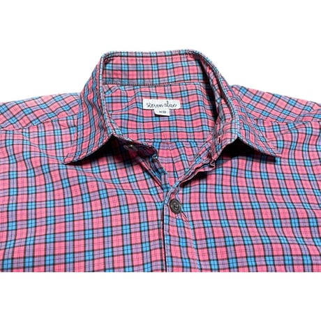 ▲訳あり商品▲ MADE IN USA製 steven alan 長袖チェックシャツ ピンク×ブルー XSサイズ
