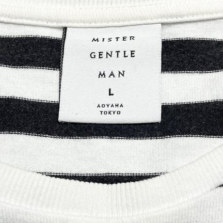 MADE IN JAPAN製 MISTERGENTLEMAN ボーダー柄半袖クルーネックTシャツ ブラック×ホワイト Lサイズ