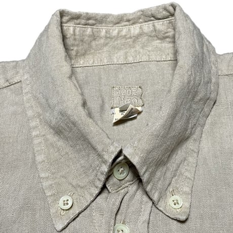 MADE IN ITALY製 120% lino ボタンダウン半袖リネンシャツ ベージュ Lサイズ