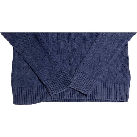 POLO RALPH LAUREN クルーネックケーブルコットンセーター ネイビー XSサイズ