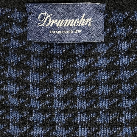 MADE IN ITALY製 Drumohr 千鳥格子柄Vネックニットベスト ネイビー 46サイズ