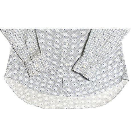 ▲訳あり商品▲【SHIPS取り扱い】MADE IN ITALY製 Giangi NAPOLI 長袖総柄コットンシャツ ホワイト×ブルー Mサイズ