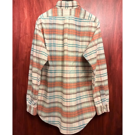 レア MADE IN USA製 90s Ralph Lauren 外タグ チェック柄 長袖ボタンダウンシャツ マルチカラー Lサイズ