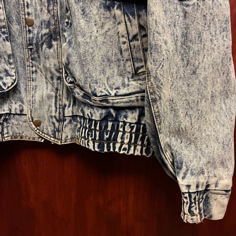 MADE IN MACAO製 80s~90s IN CROWD by Celebration ラムレザーコンビ デニムジャケット インディゴ×ブラウン Lサイズ