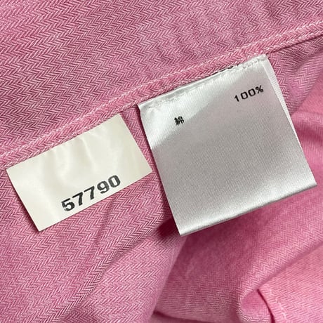 【BARNEYS NEWYORK 取り扱い】 MADE IN ITALY製 Finamore 長袖スキッパーシャツ ピンク Mサイズ