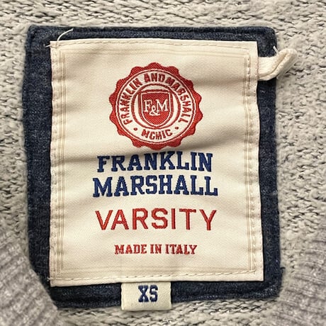MADE IN ITALY製 FRANKLIN MARSHALL VARSITY ツートンカラースウェットトレーナー グレー×ネイビー XSサイズ