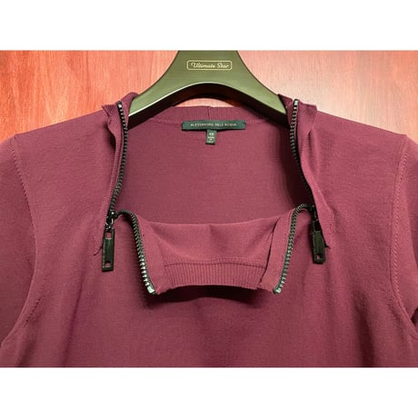 MADE IN ITALY製 ALESSANDRO DELL'ACQUA ダブルジップデザインニットセーター ワイン 48サイズ