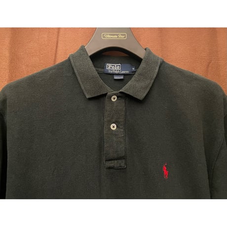 希少 MADE IN USA製 Polo by Ralph Lauren 半袖鹿の子ポロシャツ ブラック Sサイズ