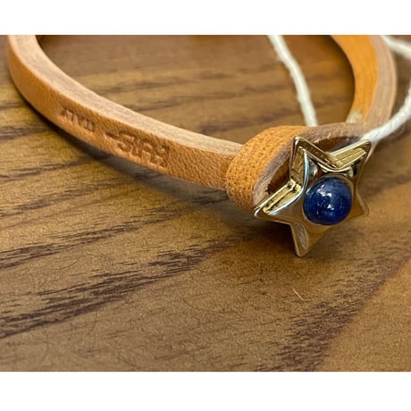 ★新品★ MADE IN ITALY製 TULSI STELLA OG LAPIS ラピスラズリ×イエローゴールド ハンドメイドレザーブレスレット ナチュラル Sサイズ