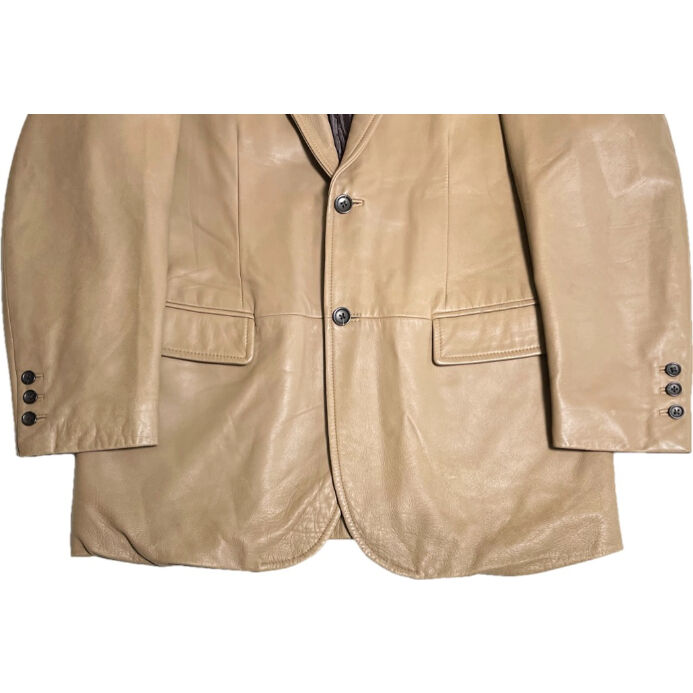 △訳あり商品△ TETSU s.p.a ラムレザーテーラードジャケット ベージュ