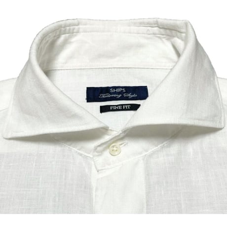 MADE IN JAPAN製 SHIPS FINE FIT 長袖リネンシャツ ホワイト Mサイズ