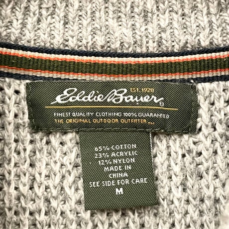 Eddie Bauer ヘンリーネックセーター グレー Mサイズ