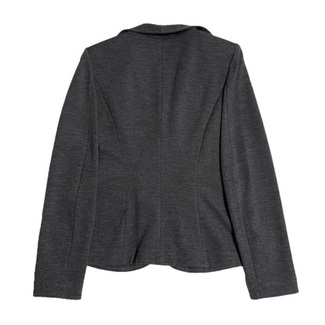 MADE IN ITALY製 ARMANI COLLEZIONI リボンデザインヘリンボーン柄ニットジャケット チャコールグレー 42サイズ