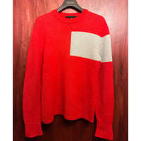 MADE IN ITALY製 ALESSANDRO DELL'ACQUA アルパカ混 クルーネックセーター レッド 46サイズ