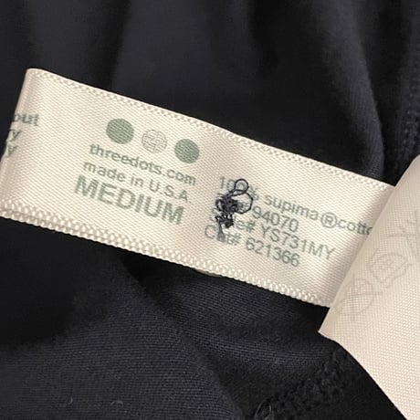 MADE IN USA製 three dots スーピマコットンカーディガン ネイビー Mサイズ