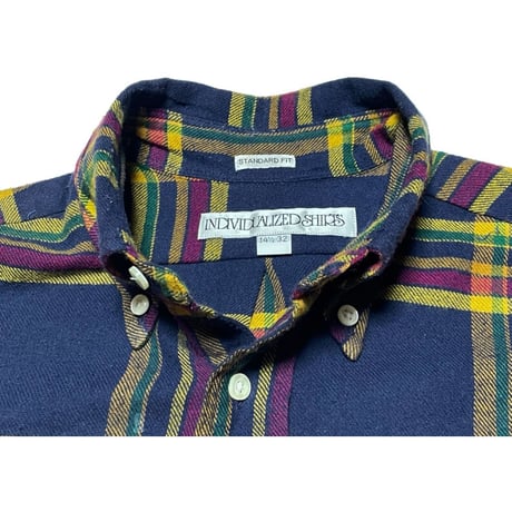 MADE IN USA製 INDIVIDUALIZED SHIRTS 長袖チェックシャツ マルチチェック 14 1/2-32サイズ