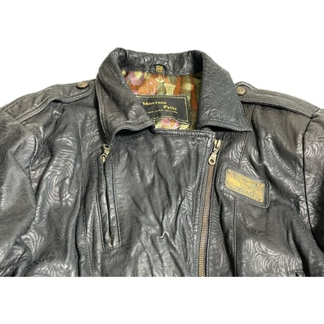 MONTANA PELLE レザーライダースジャケット ブラック 40サイズ
