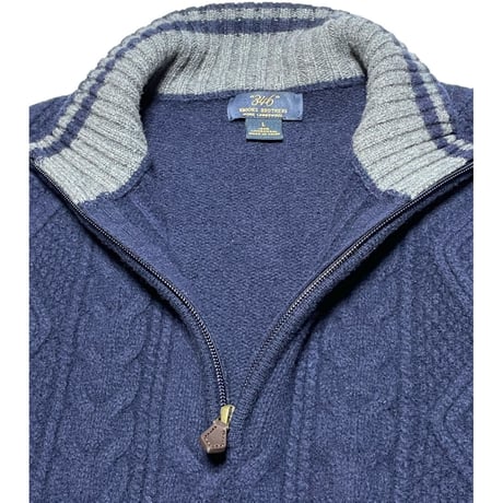 BROOKS BROTHERS 346 ハーフジップラムウールセーター ネイビー Ｌサイズ
