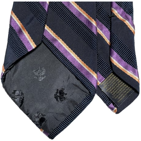 MADE IN USA製 BROOKS BROTHERS レジメンタルストライプ柄シルクコットンネクタイ ネイビー×パープル