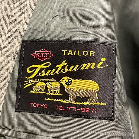 MADE IN JAPAN製 90s Tsutsumi TAILOR × Harris Tweed ヘリンボーン柄ウールテーラードジャケット グレー