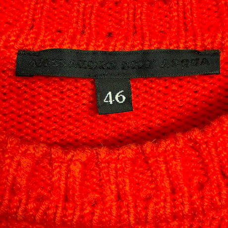 MADE IN ITALY製 ALESSANDRO DELL'ACQUA アルパカ混 クルーネックセーター レッド 46サイズ