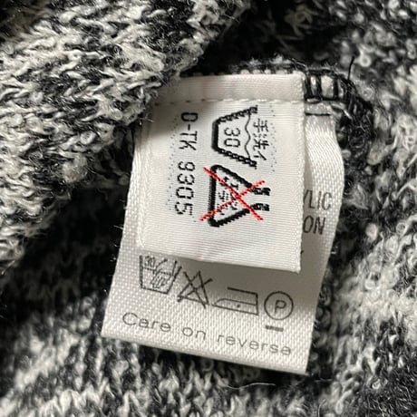 MADE IN ITALY製 BARNEYS NEWYORK 襟付きVネックセーター ホワイト×ブラック 46サイズ
