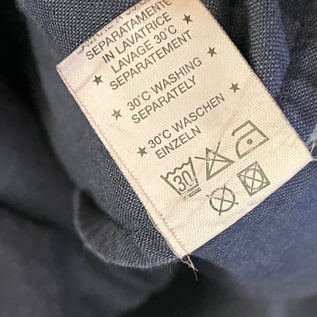 MADE IN ITALY製 Jc de Castelbajac バックプリント長袖ボタンダウンリネンコットンシャツ ネイビー XXLサイズ