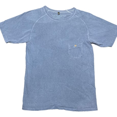 MADE IN JAPAN製 NIGEL CABOURN ヴィンテージ加工ポケット付き半袖Tシャツ ブルーグレー 44サイズ