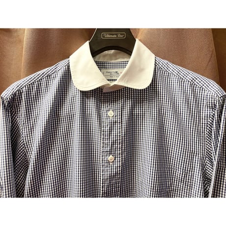 MADE IN JAPAN製 Maker's Shirt 鎌倉 長袖クレリックギンガムチェックシャツ ブルー 41-83サイズ