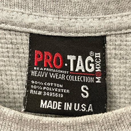 MADE IN USA製 PRO TAG 長袖ヘビーウェイトサーマル グレー Sサイズ