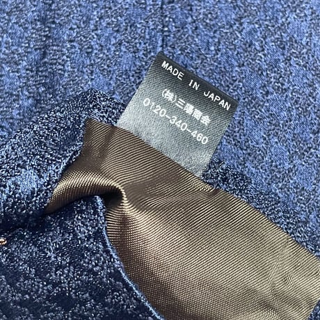 MADE IN JAPAN製 MACKINTOSH LONDON STEPHEN WALTERS生地 シルクコットンウール千鳥格子柄ネクタイ ネイビー
