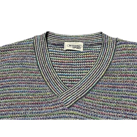 MADE IN ITALY製 MISSONI SPORT Vネックセーター マルチカラー 48サイズ