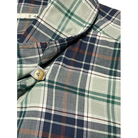 MADE IN ITALY製 XACUS 長袖ボタンダウンチェックシャツ マルチカラー 40-15 3/4サイズ