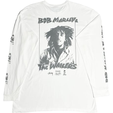 MADE IN MEXICO製 Stussy × Bob Marley コラボ長袖プリントTシャツ ホワイト XLサイズ