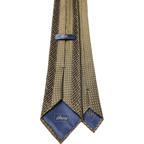 MADE IN ITALY製 Brioni HANDMADE 総柄プリントシルクプリーツネクタイ マルチカラー
