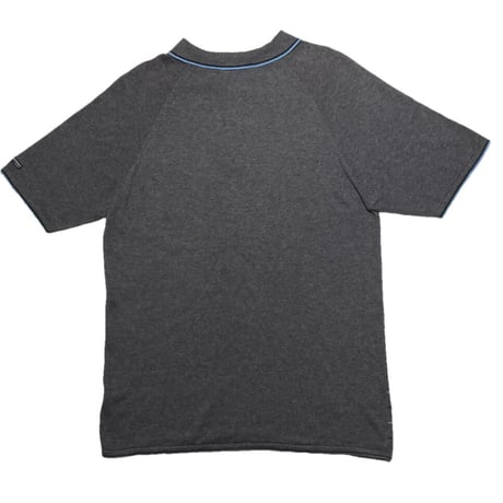 BURBERRY BLACK LABEL チェック柄半袖ニットポロシャツ チャコールグレー 3/Lサイズ