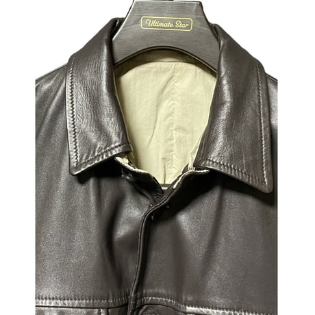 定価15万 ブートニエール付き MADE IN ITALY製 LARDINI ラムレザージャケット ダークブラウン 48サイズ