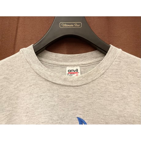 MADE IN USA製 90s anvil ROTA PAU PAU イルカ刺繍Tシャツ ライトグレー Mサイズ