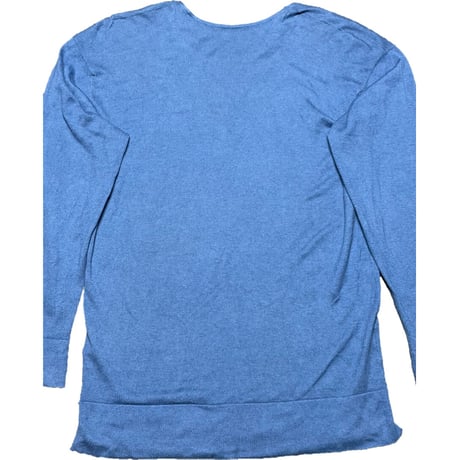 MADE IN GREAT BRITAIN製 JOHN SMEDLEY Vネックコットンセーター ブルー Mサイズ