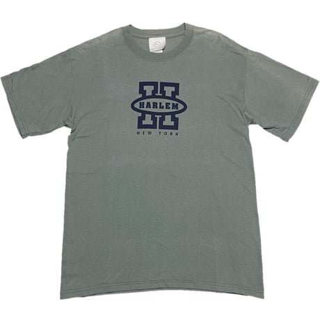 ▲訳あり商品▲ HARLEM UNDERGROUND ロゴプリント半袖Tシャツ セージグリーン Mサイズ