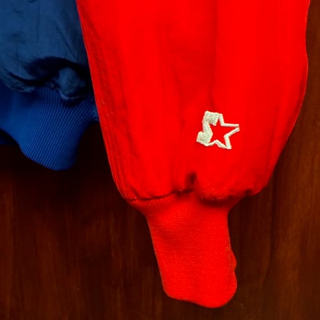 レア MADE IN USA製 90s Diamond COLLECTION BY STARTER × MLB CHICAGO CUBS 中綿ナイロンスタジアムジャケット ブルー×レッド XLサイズ